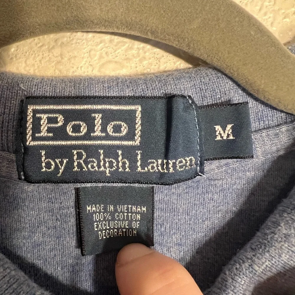 Polo By Ralph Lauren Men's Medium Short Sleeve Polo Shirt Blue With Pink Pony
